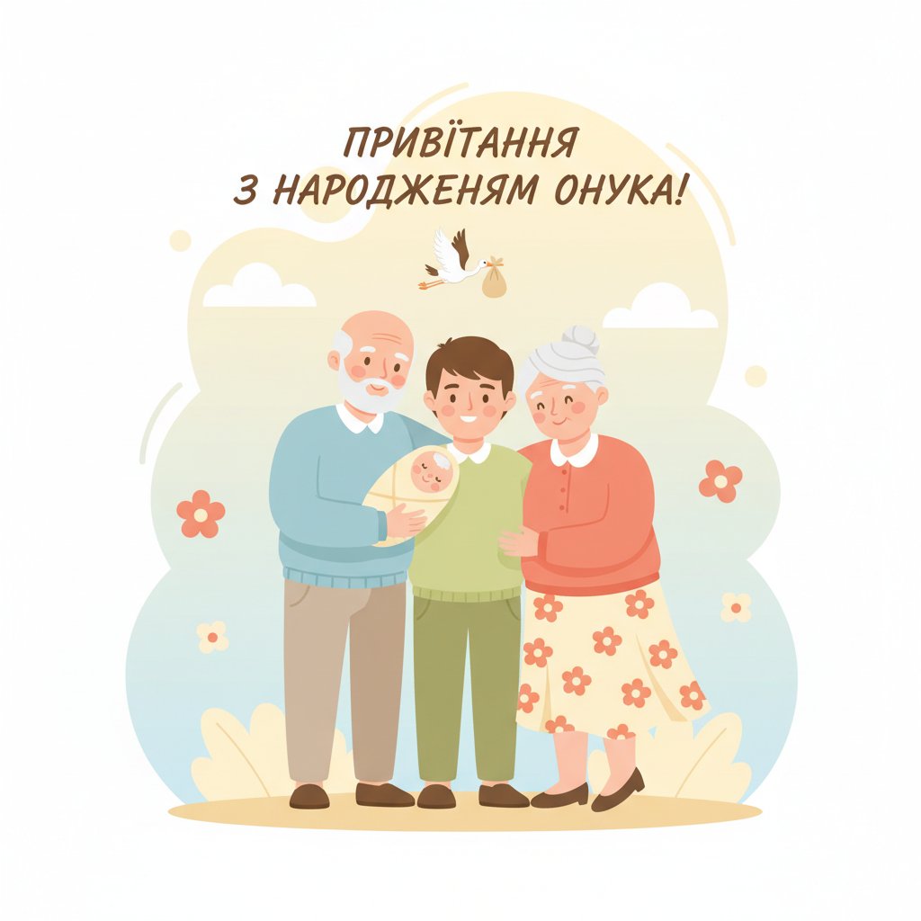 привітання дідуся і бабусі з народженням онука