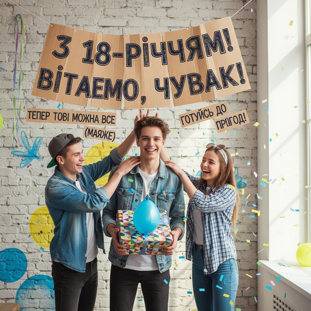 привітання з 18-річчям хлопцю прикольні