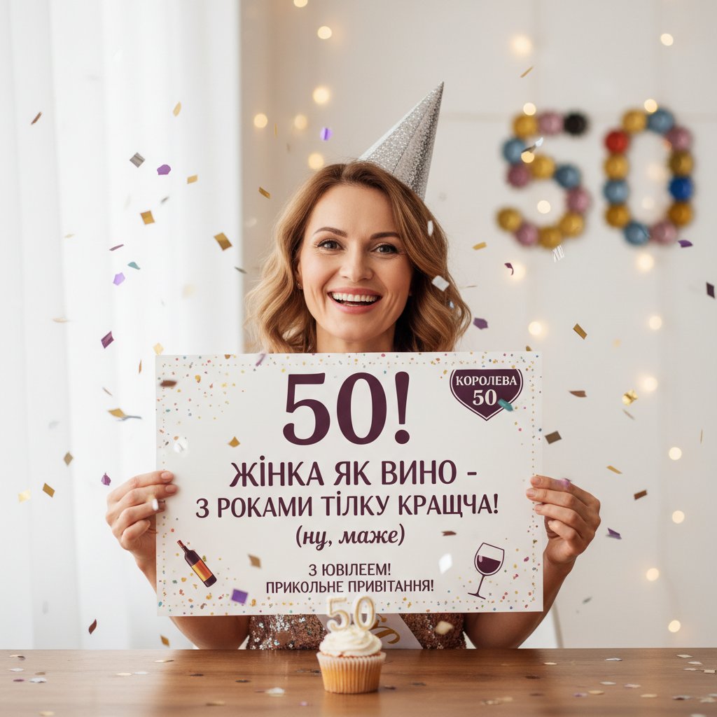 привітання з 50 річчям жінці прикольні