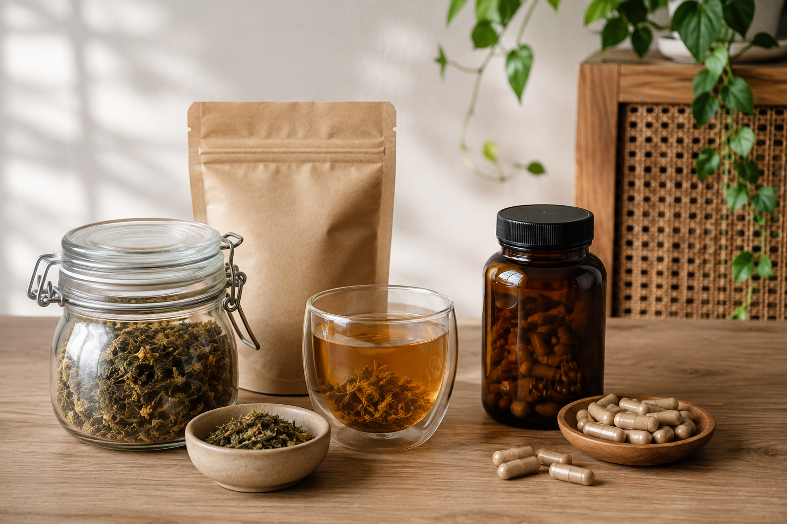 How should tea and capsules be stored